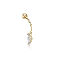 Solitaire Princess Cut Cubic Zirconia Belly Ring - 16G