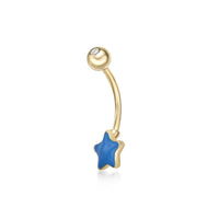 Blue Star Enamel Belly Ring - 16G
