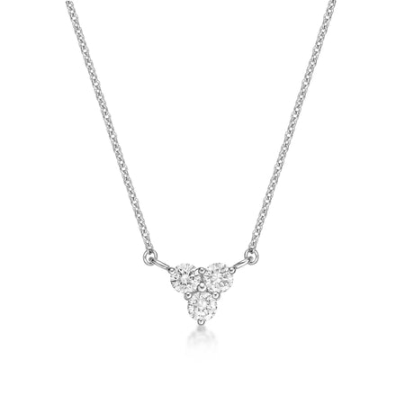 0.33 Carat Lab Grown Diamond 3 Stone Pyramid Pendant Necklace for Women in 10k White Gold on 18 Inch Chain (G-H, VS2-SI1) Spring Ring - 18 Inch Box Chain