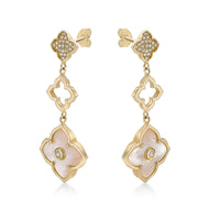 Flora Grand Triple Flower Cubic Zirconia Drop Earrings