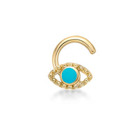 10K Gold Screw Evil Eye Nose Ring - 20G