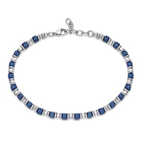 Beaded Bracelet in Blue Ion Plated Stainless Steel