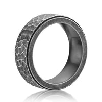 Hammered Texture Ring in Antique Finish Stainless Steel