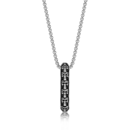 Skull Bar Pendant in Antique Finish Stainless Steel