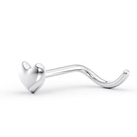 14K Heart Curved Nose Ring - 20G