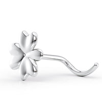 14K Clover Curved Nose Ring - 20G