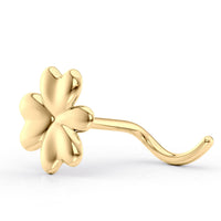 14K Clover Curved Nose Ring - 20G