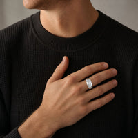 Men's Lab Grown Diamond Ring in Sterling Silver (1/4 ct. tw.)