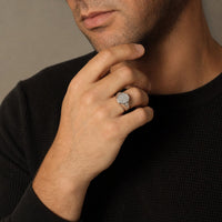 Men's Lab Grown Diamond Ring in Sterling Silver (3/4 ct. tw.)