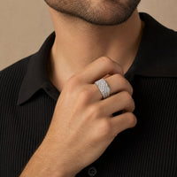 Diagonal Rows Ring in Sterling Silver