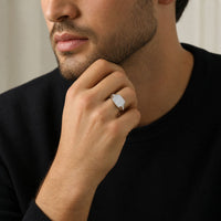 Pavé Square Ring in Sterling Silver
