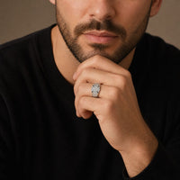 Pavé Halo Ring in Sterling Silver