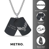 In God We Trust Eagle Dog Tag in Black Ion-Plated Stainless Steel