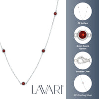 Birthstone Station Necklace in Sterling Silver