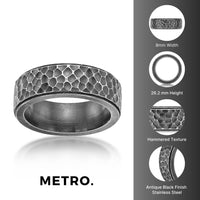 Hammered Texture Ring in Antique Finish Stainless Steel