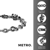 Skull Bracelet in Black Finish Stainless Steel