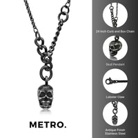 Skull Necklace in Antique Ion Plated Stainless Steel