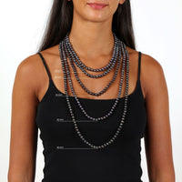 Black Pearl Necklace with Sterling Silver, 24"