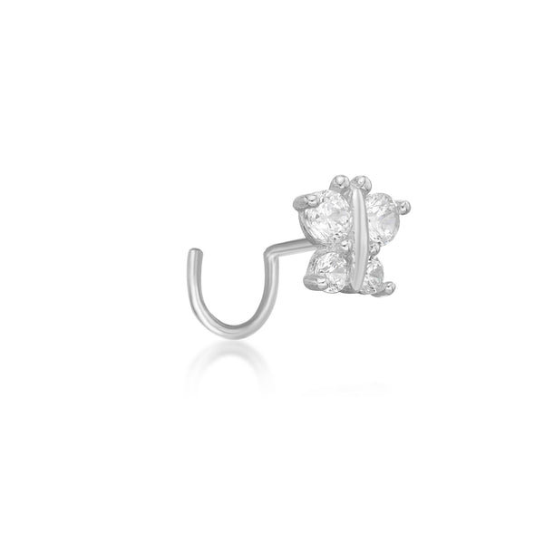 14K Gold Butterfly 0.10 Carat Lab Grown Diamond Nose Screw - 20G