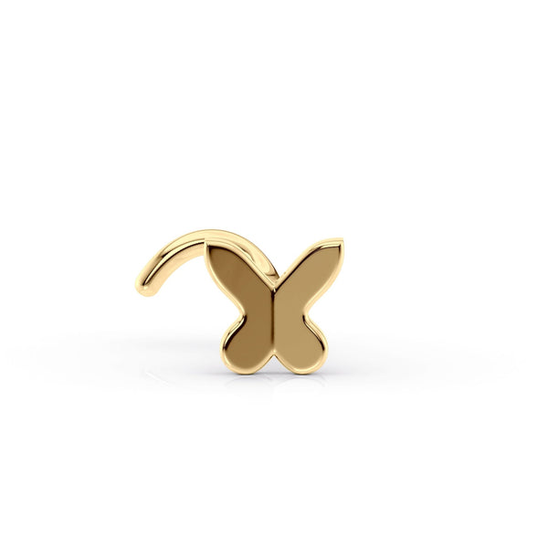 14K Leaf Curved Nose Ring - 20G