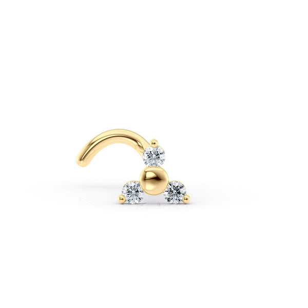 14K Cubic Zirconia Curved Nose Ring - 20G