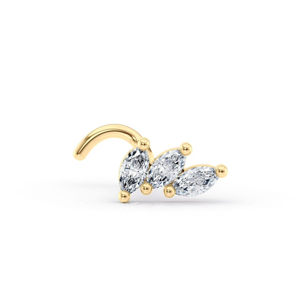 14K Cubic Zirconia Curved Nose Ring - 20G