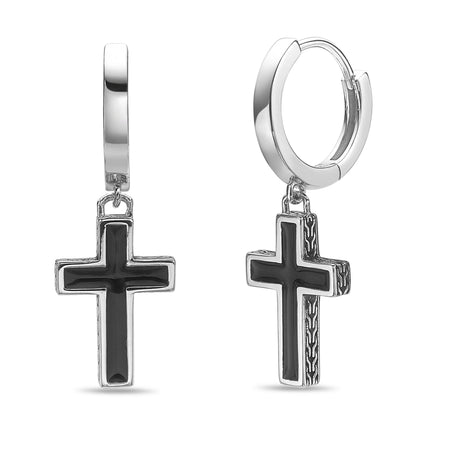 Cross Hoop Earring in Sterling Silver