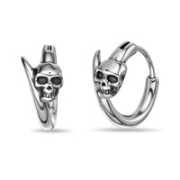 Skull Hoop Earring in Black Ion Plated Stainless Steel