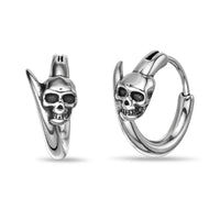 Skull Hoop Earring in Black Ion Plated Stainless Steel