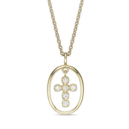 Oval Cross Pendant Necklace