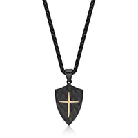 Men's Shield Pendant in Black Ion Plated Stainless Steel