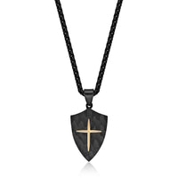 Men's Shield Pendant in Black Ion Plated Stainless Steel