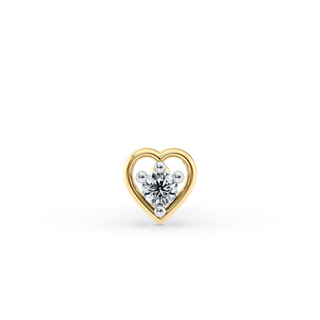 18 G (1.0 mm) Lab Grown Diamond Heart Straight-Stud Nose Ring in 14K Yellow Gold