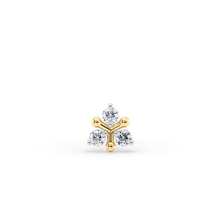 14K Gold Triangle 0.02 Carat Lab Grown Diamond Nose Stud - 18G