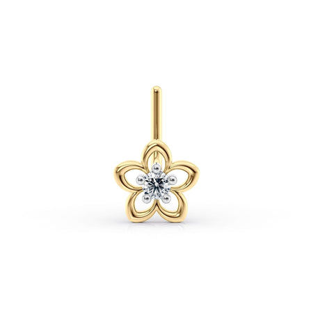 20 G (0.8 mm) L-Shape Nose Ring in 14K Yellow Gold