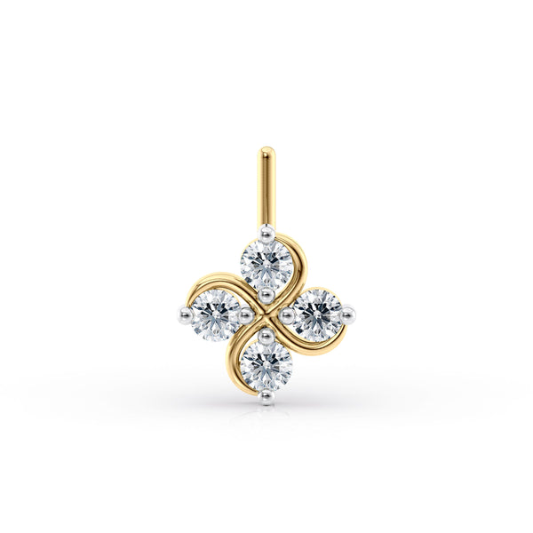 20 G (0.8 mm) L-Shape Nose Ring in 14K Yellow Gold