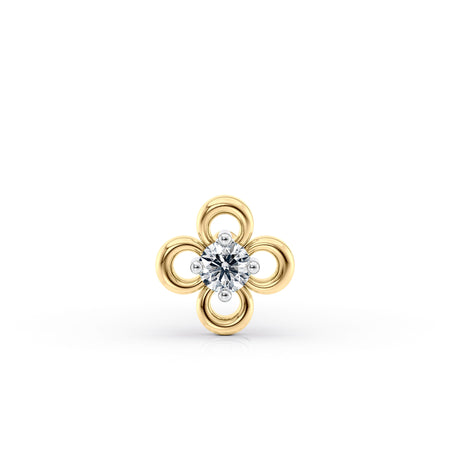 14K Gold Floral 0.04 Carat Lab Grown Diamond Nose Stud - 18G