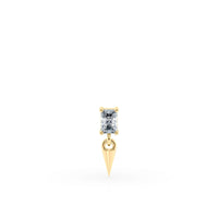 Dangle Spike CZ Titanium and 14K Gold Labret - 16G