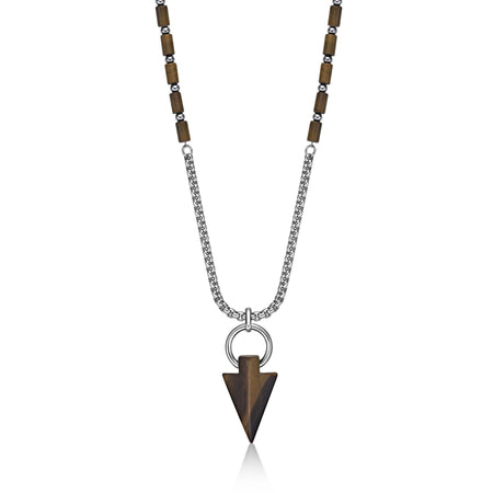 Men's Tiger Eye Arrowhead Necklace in Sterling Silver
