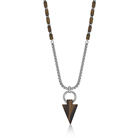 Men's Tiger Eye Arrowhead Necklace in Sterling Silver