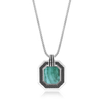 Malachite Octagon Medallion Pendant in 925 Sterling Silver
