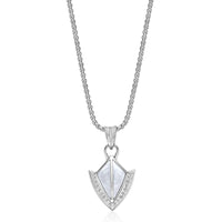 Men’s Mother of Pearl & Lab-Created White Sapphire Arrowhead Pendant in Sterling Silver