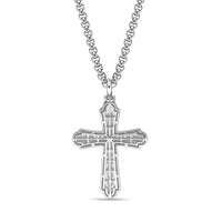Men's Lab Grown Diamond Flared Cross Pendant in Sterling Silver (1/2 ct. tw.)