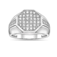 Men's Lab Grown Diamond Ring in Sterling Silver (3/4 ct. tw.)