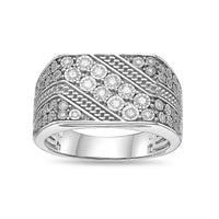 Diagonal Rows Ring in Sterling Silver