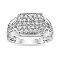 Pavé Square Ring in Sterling Silver