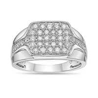 Pavé Square Ring in Sterling Silver