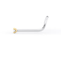 Titanium Diamond Curved Nose Ring with 14K Gold - 20G