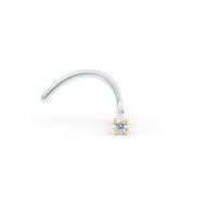 Titanium Cubic Zirconia Curved Nose Ring with 14K Gold - 20G