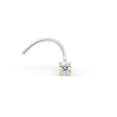 Titanium Cubic Zirconia Curved Nose Ring with 14K Gold - 20G